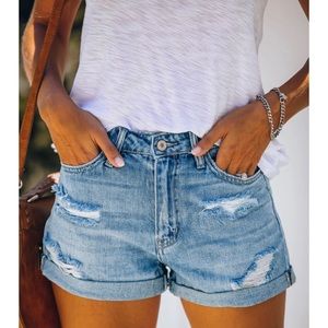Vici Ashford Distressed Cuffed Denim Shorts